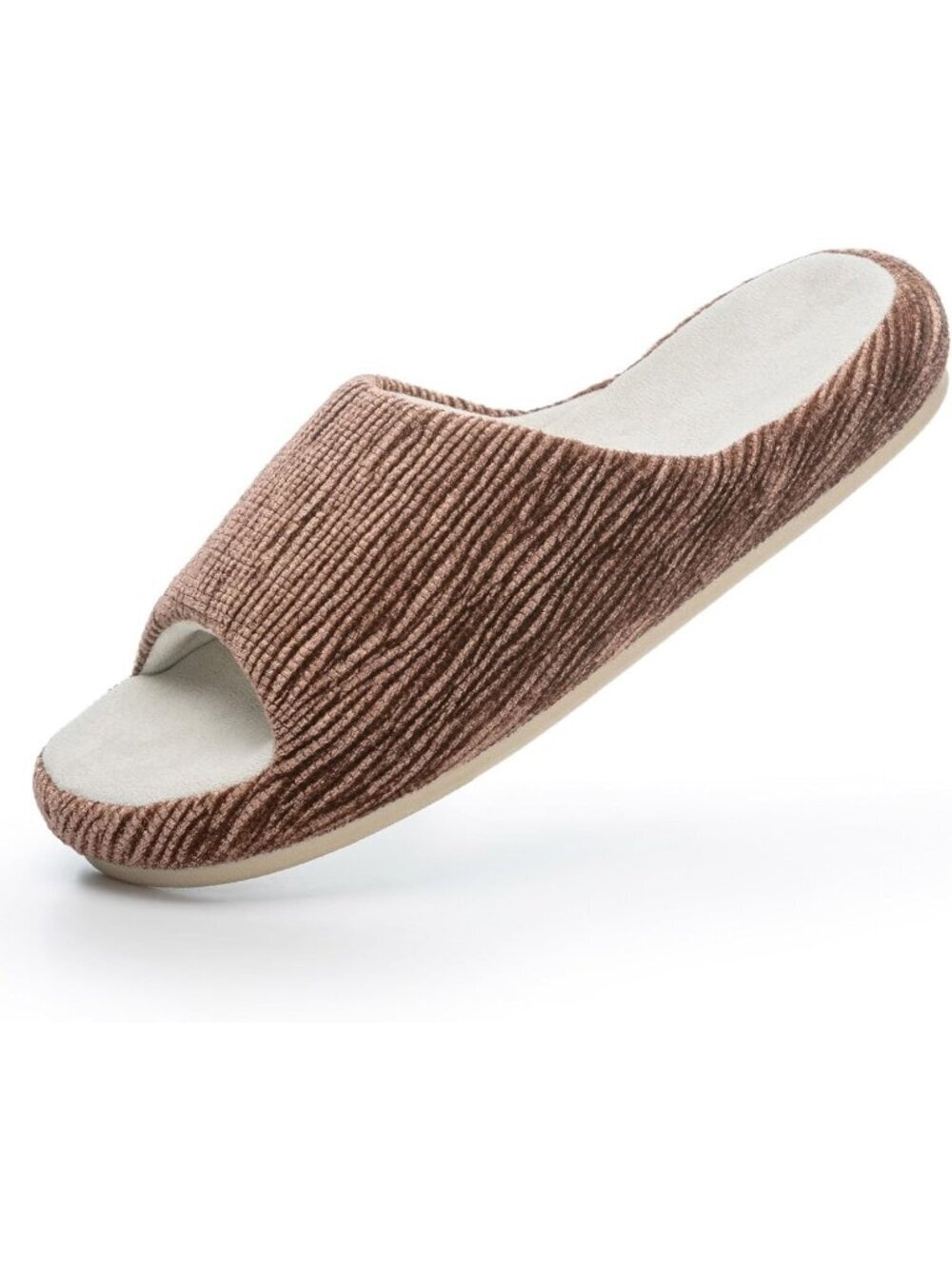 Women's Brown Pull-On Classic Memory Foam House Cozy Open Toe Fit Slipper Shoes